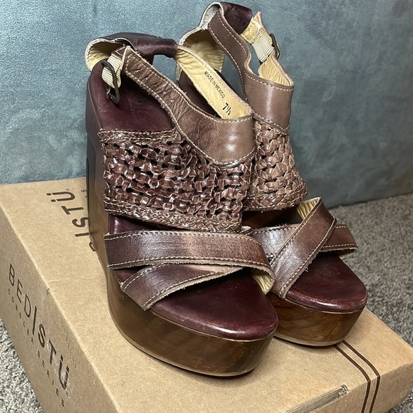 BED STU Petra Wooden Heel Wedge Sandals - Picture 4 of 15